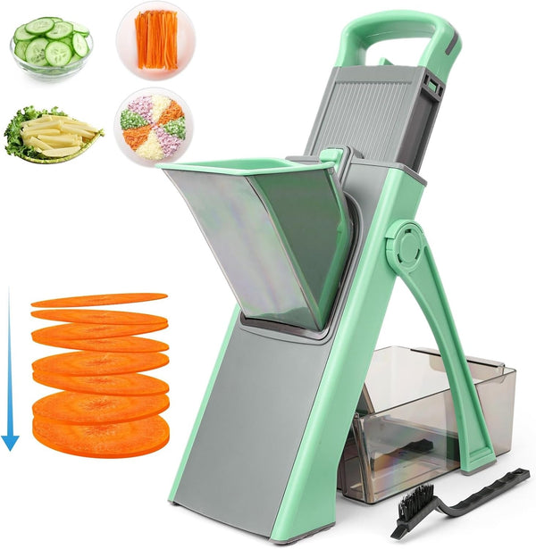 Safe Mandoline Slicer, Vegetable Chopper With Adjustable Thickness, Onion Chopper, Multifunctional Vegetable Cutter Slicer Dicer For Potato Tomato, Kitchen Salad Chopper With Container