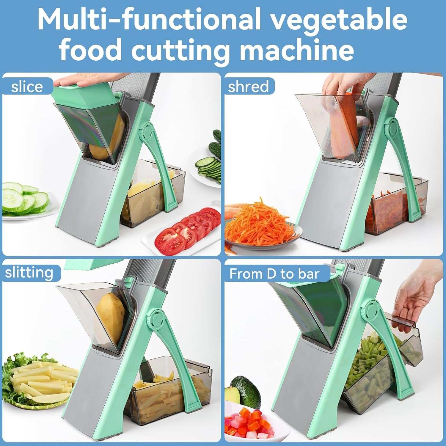 Safe Mandoline Slicer, Vegetable Chopper With Adjustable Thickness, Onion Chopper, Multifunctional Vegetable Cutter Slicer Dicer For Potato Tomato, Kitchen Salad Chopper With Container - image 4