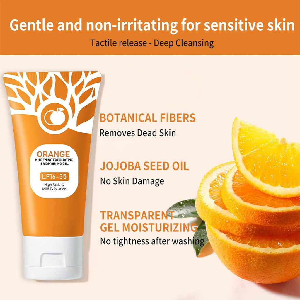 Orange Exfoliating Gel, Moisturizer Face Body Scrub Gel, Deep Cleansing Moisturizing