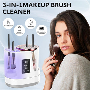 3 IN 1 Electric Makeup Brush Cleaner, Automatic Makeup Brush Cleaner with Makeup Brush Dryer