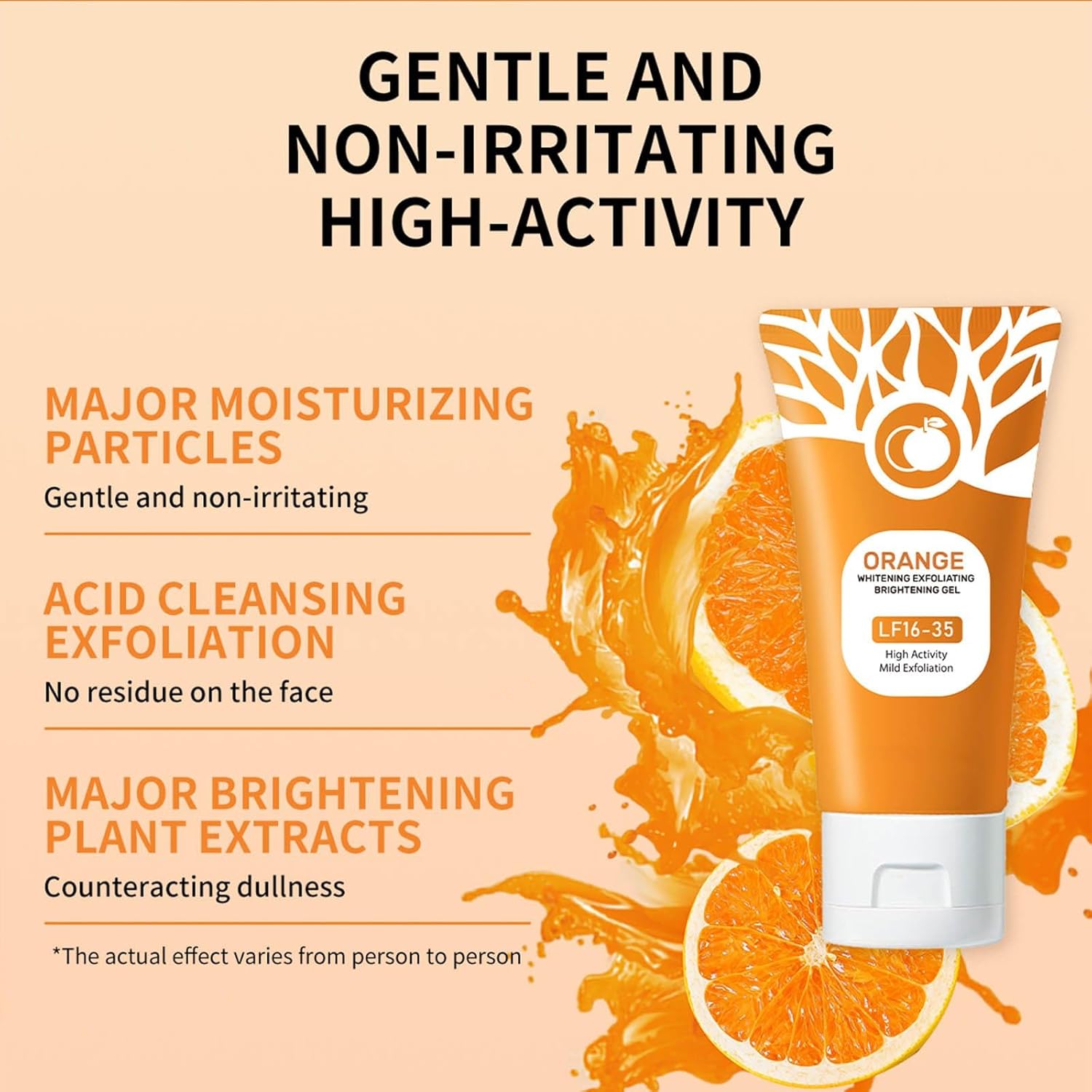 Orange Exfoliating Gel, Moisturizer Face Body Scrub Gel, Deep Cleansing Moisturizing