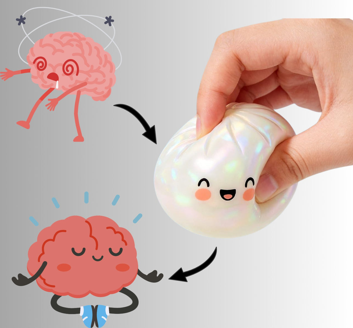 Stress Relief Squeeze Squishy Toy, Soft Fidget Sensory Toy Anxiety Relief Toy Party Favors Gift (White)